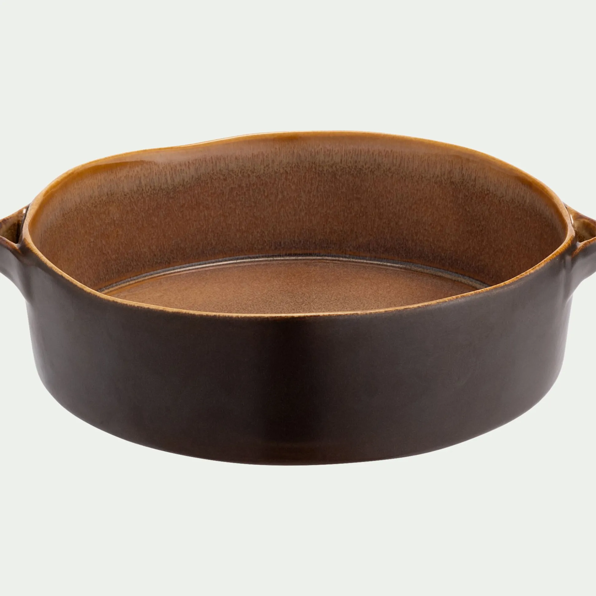 Plat à four ovale en grès L31,5cm - marron