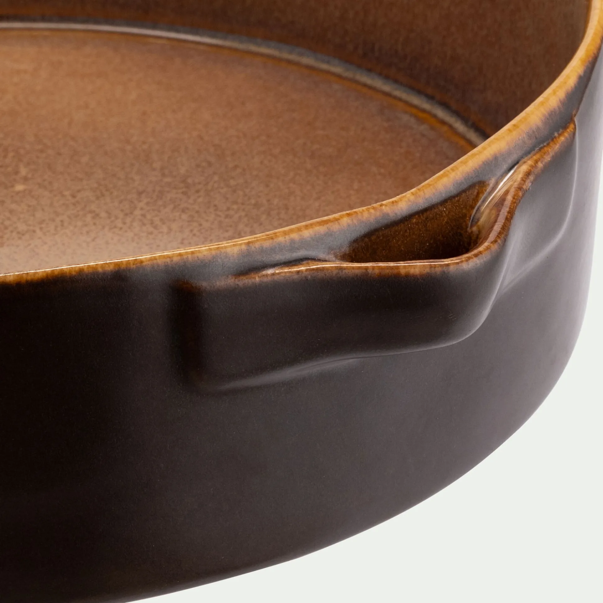 Plat à four ovale en grès L31,5cm - marron
