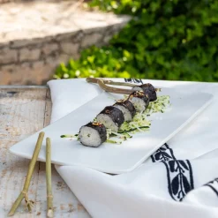 Plat à sushis en porcelaine L35,7cm - blanc