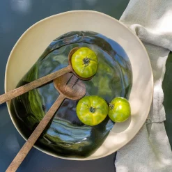 Plat de présentation à motif en grès L36,6cm - beige alpilles