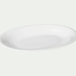 Plat de présentation ovale en porcelaine qualité hôtelière L33cm - blanc