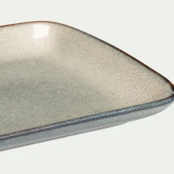 Plat en grès émail réactif L35cm - vert olivier