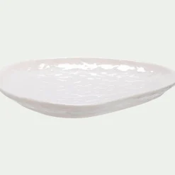 Plateau déco organique en céramique L31cm - blanc
