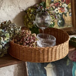 Plateau décoratif rond en rotin D41cm - naturel