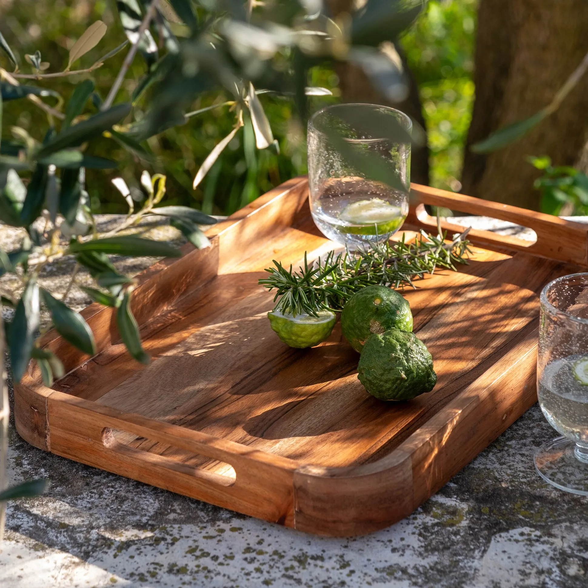 Plateau en bois d'acacia L40cm - naturel