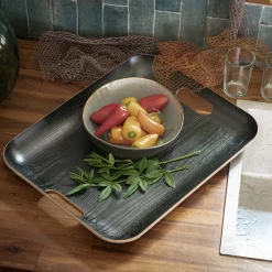 Plateau rectangle en bois L45xl36cm - noir
