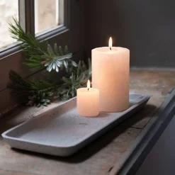 Plateau rectangulaire effet béton en polystone - gris 13,5x36cm