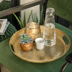 Plateau rond en aluminium D40cm - doré