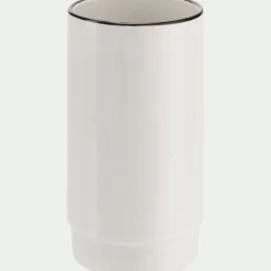 Porte brosse à dent en grès - blanc H11,4cm