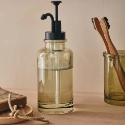 Porte brosse à dent en verre - vert garrigue