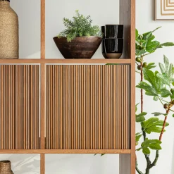 Porte en chêne strié avec fond - bois foncé