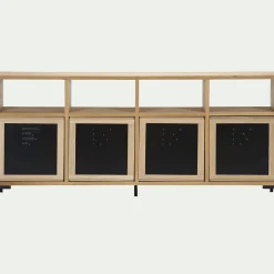 Porte en placage chêne et acier - noir