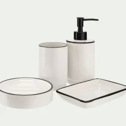 Porte savon rond en grès - blanc D12cm