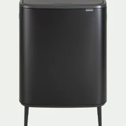 Poubelle de tri Brabantia de cuisine en acier et plastiques recyclés - noir mat 2x30L
