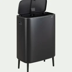 Poubelle de tri Brabantia de cuisine en acier et plastiques recyclés - noir mat 2x30L