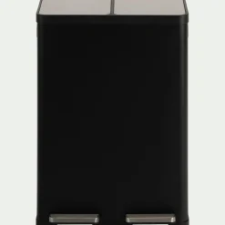Poubelle de tri double en plastique 2x30L - noir