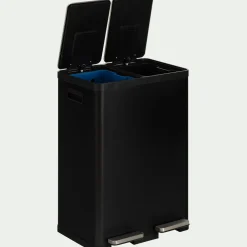 Poubelle de tri double en plastique 2x30L - noir