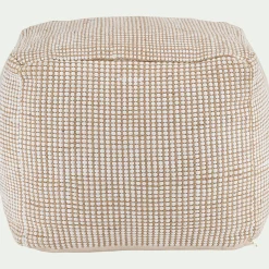 Pouf carré en coton et jute - naturel L45xl45xH40cm