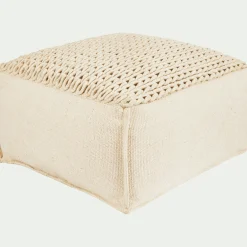 Pouf cubique en coton - beige D50xH28cm