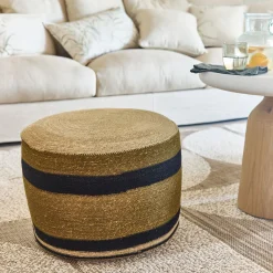 Pouf en jonc de mer rond D46cm - naturel