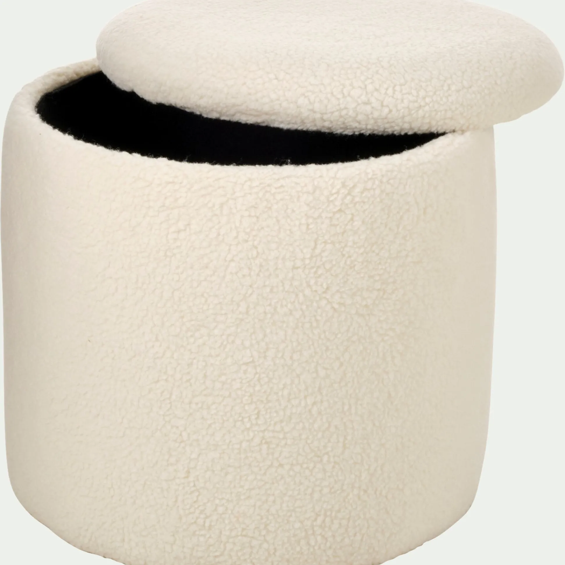 Pouf en tissu avec coffre de rangement - blanc H43cm