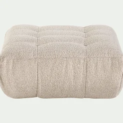 Pouf en tissu bouclette - blanc écru