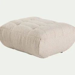 Pouf en tissu bouclette - blanc écru
