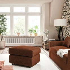 Pouf en tissu chenille - brun rustrel