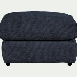 Pouf en tissu chenille - bleu marine