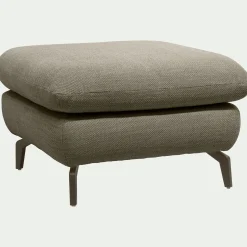 Pouf en tissu doux tramé - vert garrigue