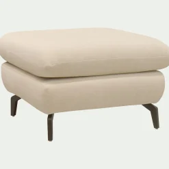 Pouf en tissu doux tramé - Blanc écru