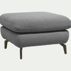 Pouf en tissu doux tramé - gris ardoise