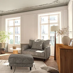 Pouf en tissu genesis - beige alpilles