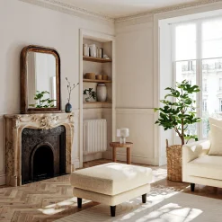 Pouf en tissu joint - beige roucas