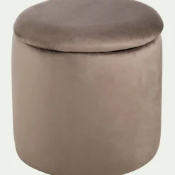 Pouf en velours avec coffre de rangement - gris H43cm