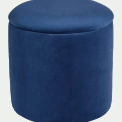 Pouf en velours avec coffre de rangement - bleu H43cm