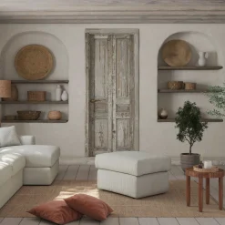 Pouf en velours côtelé - beige roucas