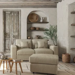 Pouf en velours côtelé Bita - blanc ventoux