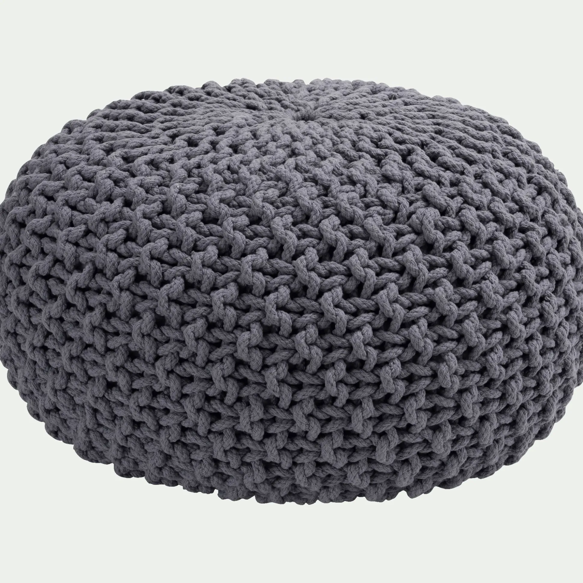 Pouf tressé en coton D50xH30cm - gris restanque