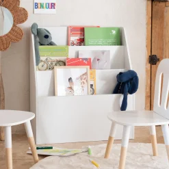 Range-livres enfant 3 compartiments en bois - blanc