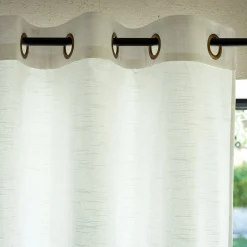 Rideau à œillets en coton brodé 140x250cm - blanc