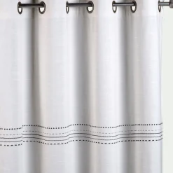 Rideau à œillets en coton brodé 140x250cm - blanc