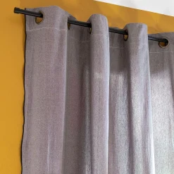 Rideau à œillets en coton finition liseré 140x250cm - gris ardoise