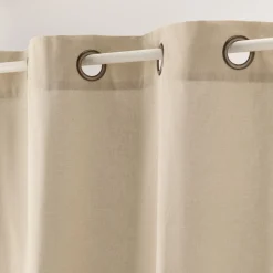 Rideau à œillets en coton finition point de bourdon 140x250cm - beige