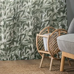Rideau à œillets en polyester et coton motif Laurier 140x250cm - vert