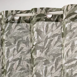 Rideau à œillets en polyester et coton motif Laurier 140x250cm - vert