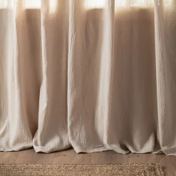 Rideau à nouettes en gaze de coton finition point de cheval 130x250cm - beige alpilles