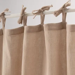 Rideau à nouettes en gaze de coton finition point de cheval 130x250cm - beige alpilles