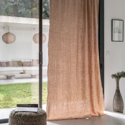 Rideau à passants caché en lin finition point de bourdon 140x250cm - beige corde