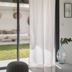 Rideau à passants cachés en coton finition point de cheval 140x250cm - blanc écru